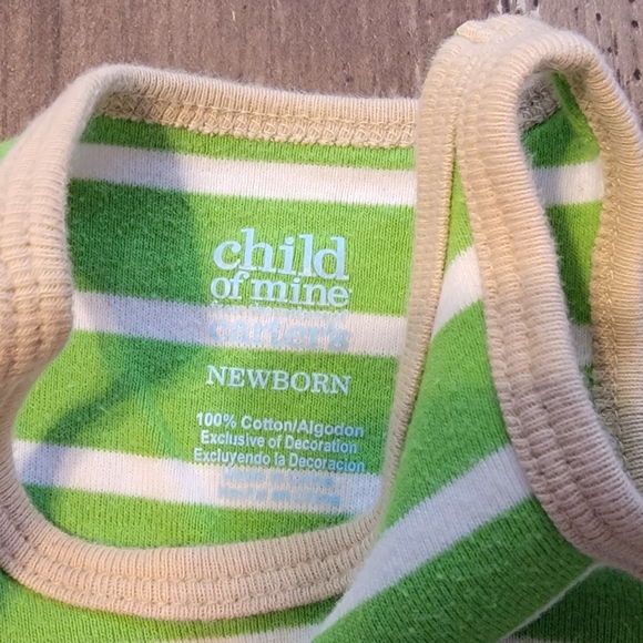 Carter's Green and White Striped Bodysuit Sleeveless One Piece - Picture 5 of 6